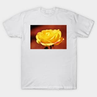 Bright Yellow Rose With Pink T-Shirt